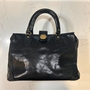Brahmin Tuscan black leather doctor-style handbag